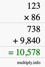 How to calculate 123 times 86 using long multiplication How to calculate 123 times 86 using long multiplication