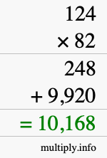 How to calculate 124 times 82 using long multiplication How to calculate 124 times 82 using long multiplication