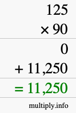 How to calculate 125 times 90 using long multiplication How to calculate 125 times 90 using long multiplication
