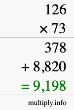 How to calculate 126 times 73 using long multiplication