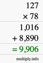 How to calculate 127 times 78 using long multiplication