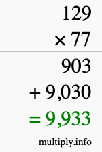 How to calculate 129 times 77 using long multiplication