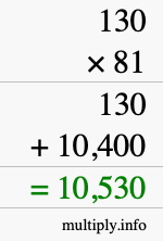 How to calculate 130 times 81 using long multiplication How to calculate 130 times 81 using long multiplication