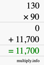 How to calculate 130 times 90 using long multiplication How to calculate 130 times 90 using long multiplication