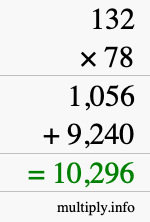 How to calculate 132 times 78 using long multiplication