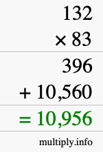 How to calculate 132 times 83 using long multiplication How to calculate 132 times 83 using long multiplication