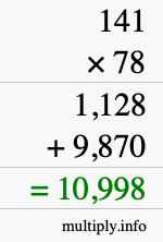How to calculate 141 times 78 using long multiplication How to calculate 141 times 78 using long multiplication