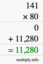 How to calculate 141 times 80 using long multiplication How to calculate 141 times 80 using long multiplication