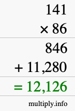 How to calculate 141 times 86 using long multiplication How to calculate 141 times 86 using long multiplication