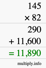 How to calculate 145 times 82 using long multiplication How to calculate 145 times 82 using long multiplication