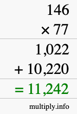 How to calculate 146 times 77 using long multiplication