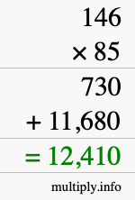 How to calculate 146 times 85 using long multiplication How to calculate 146 times 85 using long multiplication