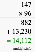 How to calculate 147 times 96 using long multiplication How to calculate 147 times 96 using long multiplication