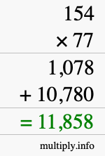 How to calculate 154 times 77 using long multiplication