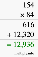 How to calculate 154 times 84 using long multiplication How to calculate 154 times 84 using long multiplication