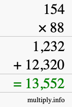How to calculate 154 times 88 using long multiplication How to calculate 154 times 88 using long multiplication