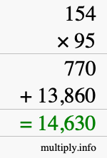 How to calculate 154 times 95 using long multiplication How to calculate 154 times 95 using long multiplication