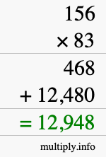 How to calculate 156 times 83 using long multiplication