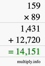 How to calculate 159 times 89 using long multiplication How to calculate 159 times 89 using long multiplication