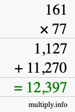 How to calculate 161 times 77 using long multiplication