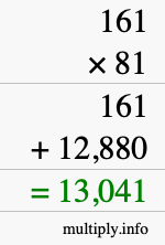 How to calculate 161 times 81 using long multiplication
