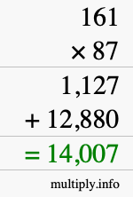 How to calculate 161 times 87 using long multiplication
