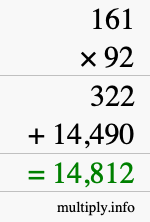 How to calculate 161 times 92 using long multiplication