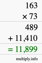 How to calculate 163 times 73 using long multiplication