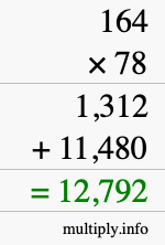 How to calculate 164 times 78 using long multiplication