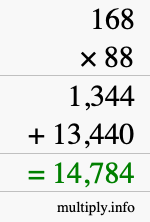 How to calculate 168 times 88 using long multiplication How to calculate 168 times 88 using long multiplication