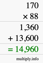 How to calculate 170 times 88 using long multiplication How to calculate 170 times 88 using long multiplication