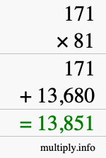 How to calculate 171 times 81 using long multiplication