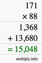 How to calculate 171 times 88 using long multiplication