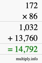How to calculate 172 times 86 using long multiplication How to calculate 172 times 86 using long multiplication