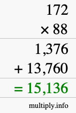 How to calculate 172 times 88 using long multiplication How to calculate 172 times 88 using long multiplication