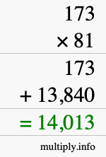 How to calculate 173 times 81 using long multiplication
