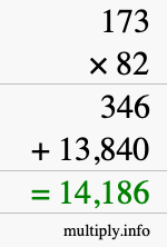 How to calculate 173 times 82 using long multiplication