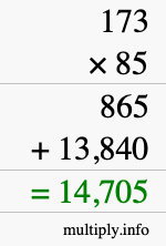 How to calculate 173 times 85 using long multiplication How to calculate 173 times 85 using long multiplication