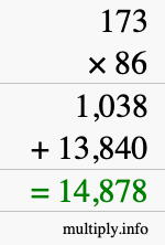 How to calculate 173 times 86 using long multiplication