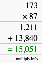 How to calculate 173 times 87 using long multiplication How to calculate 173 times 87 using long multiplication