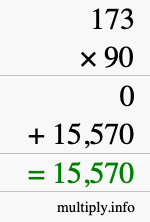 How to calculate 173 times 90 using long multiplication