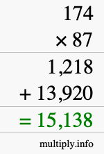 How to calculate 174 times 87 using long multiplication How to calculate 174 times 87 using long multiplication