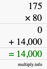 How to calculate 175 times 80 using long multiplication How to calculate 175 times 80 using long multiplication