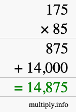 How to calculate 175 times 85 using long multiplication How to calculate 175 times 85 using long multiplication