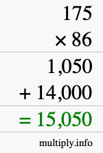 How to calculate 175 times 86 using long multiplication