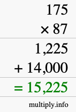 How to calculate 175 times 87 using long multiplication How to calculate 175 times 87 using long multiplication