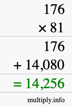 How to calculate 176 times 81 using long multiplication