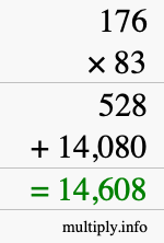 How to calculate 176 times 83 using long multiplication