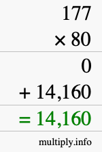 How to calculate 177 times 80 using long multiplication