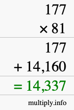 How to calculate 177 times 81 using long multiplication